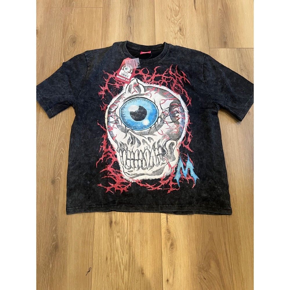 Mishka Keep Watch Skull Eyeball T-Shirt Mens Large Acid Wash Graphic NWT Tee
